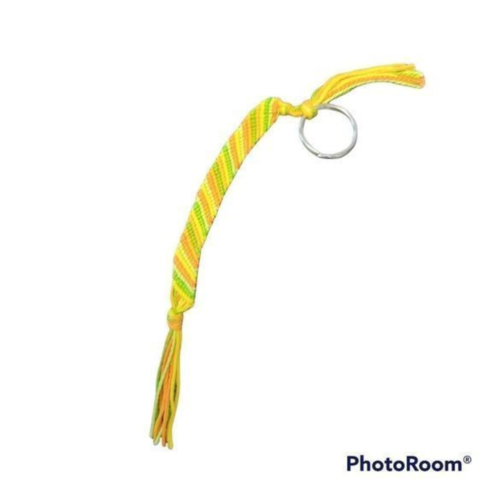 Friendship Bracelet Keychain Handmade lightweight‎ Yellow Orange Green